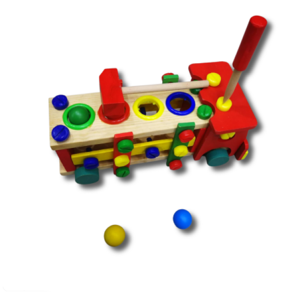  لعبة منتسوري للاطفال شكل قطار مع كور الوان 