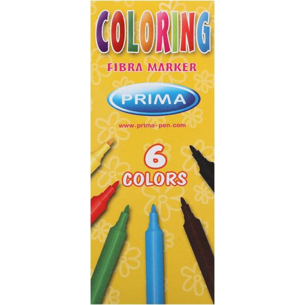 الوان فلوماستر بريما 6 لون رفيع - Fibra Marker علبه صفراء 